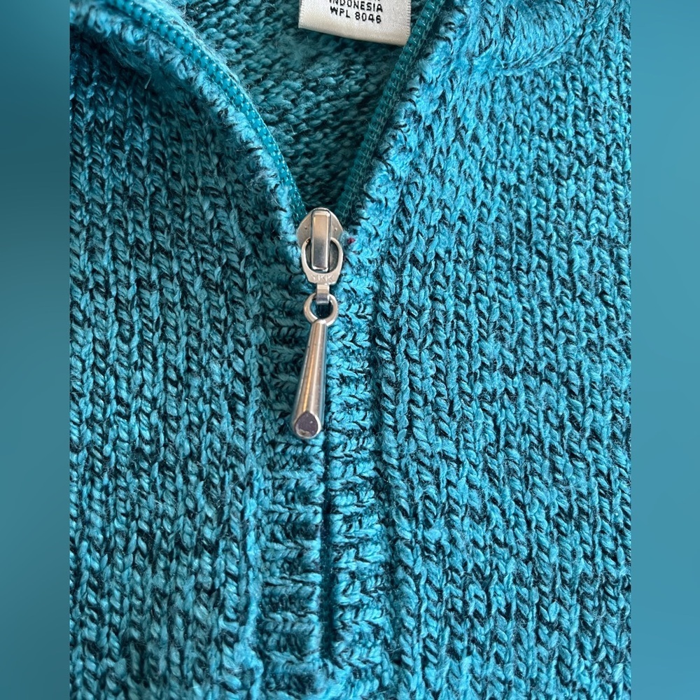 Rebecca Malone Turquoise Knit Collared Sweater Women’s Size XL - Picture 10 of 14